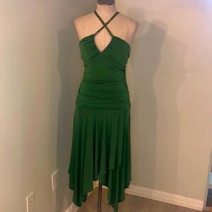 BCBGMaxAzria Emerald Green Cross-Strap Dress